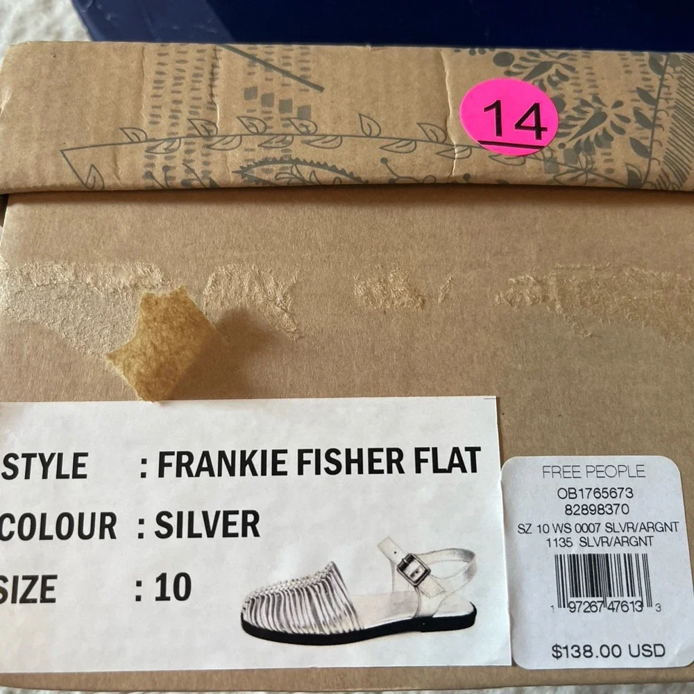 Free People Frankie Fisher Flat NEW 9.5 Silver Metallic MSRP $138